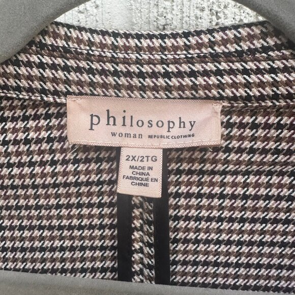 Philosophy Women’s Houndstooth Open Front Blazer Size 2X - Picture 4 of 4